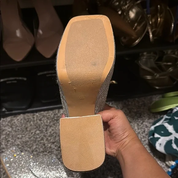 AKIRA Silver Rhinestone Platform Heels - Picture 3 of 3